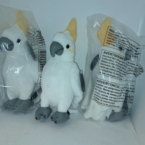 NIB- 3 FAO SCHWARZ NEW 8.5 inch Toy Plush Cockatiels - THREE Included! - Picture 1 of 7